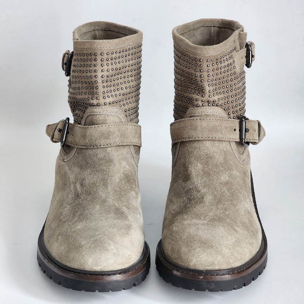 COACH Gates Gray Suede Studded Moto Boots Size 8 - Picture 4 of 8